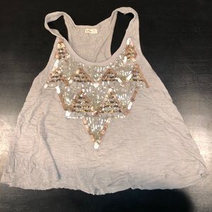 Hollister Cropped Tank Top w/ Sequin Pattern